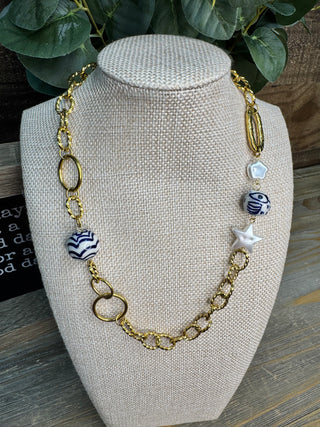 Blue Zebra Chic Star Necklace