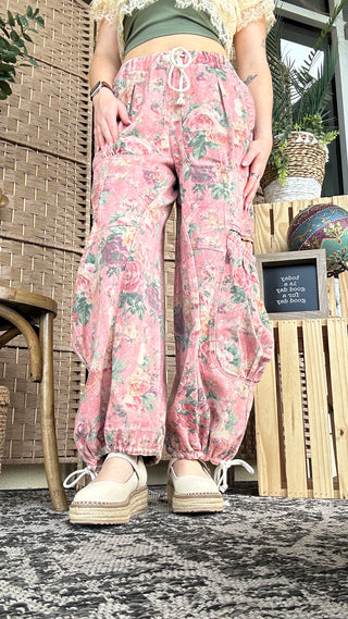 Alternate view of Pink Moon Bloom Floral Wideleg Jogger Pants
