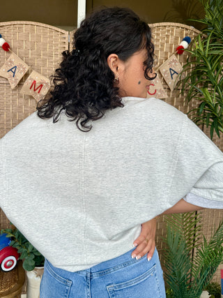 Alternate view of USA Pearl Heather Terry Top Oversized

