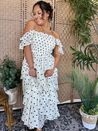 Time of My Life Ruffle Dotted Dress Small