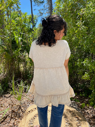 Alternate view of Ecru Ruffle Bottom Top
