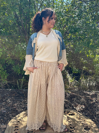 Alternate view of Young Threads Boho Latte Lace Wide Leg Pants
