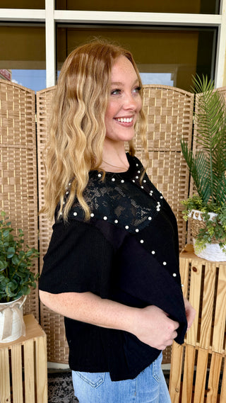 POL Black & Pearl Lace Darlin' Top
