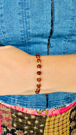 Brown Glass Bead Magnetic Bracelet
