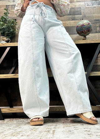 Peach Love Lt Denim Gypsy Fit Jeans w/ Belted Waist