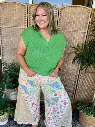 Alternate view of Kelly Green Dolman Sleeve Slub Sweater Top
