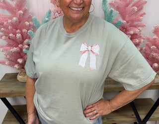 Sage & Pink Bow Nutcracker Tee Top