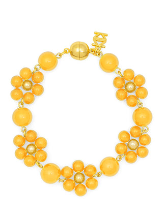 Yellow Flowers Glass Bead Magnetic Bracelet
