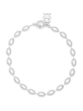 Silver Rice Bead Magnetic Closure Bracelet

