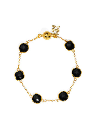 Black Crystal & Gold Magnetic Bracelet
