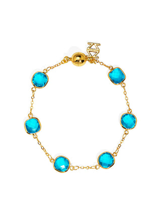 Aquamarine Crystal & Gold Magnetic Bracelet
