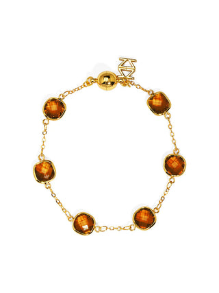 Brown Crystal & Gold Magnetic Bracelet
