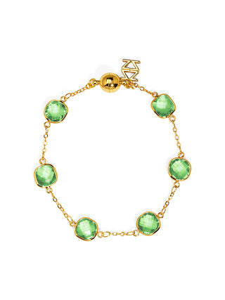 Green Crystal & Gold Magnetic Bracelet

