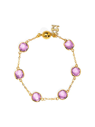 Lavender Crystal & Gold Magnetic Bracelet

