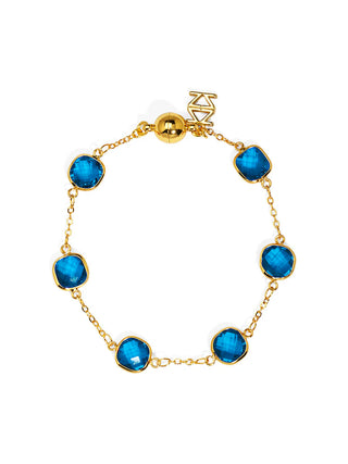 Blue Crystal & Gold Magnetic Bracelet

