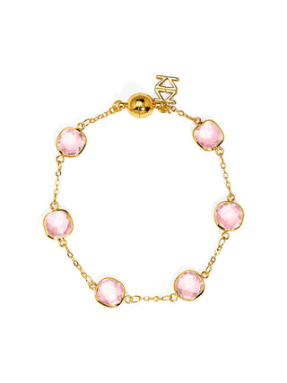 Pink Crystal & Gold Magnetic Bracelet
