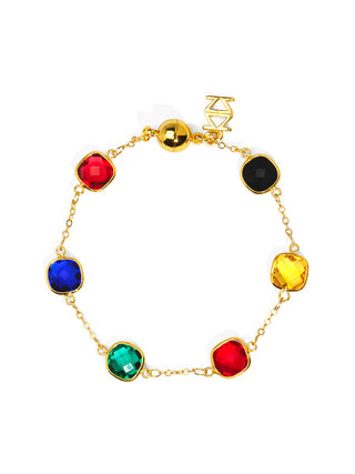 Red Confetti Crystal & Gold Magnetic Bracelet
