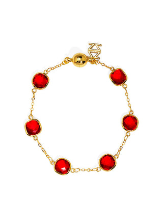 Red Crystal & Gold Magnetic Bracelet
