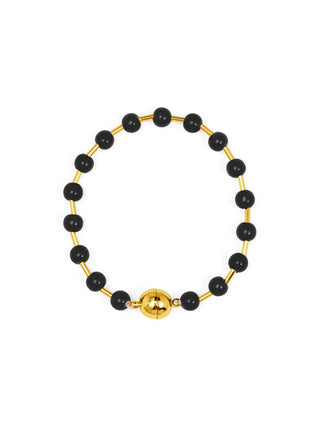 Black Glass Bead Magnetic Bracelet