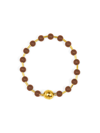 Brown Glass Bead Magnetic Bracelet
