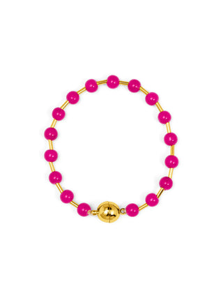 Hot Pink Glass Bead Magnetic Bracelet

