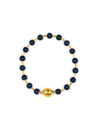 Navy Blue Glass Bead Magnetic Bracelet
