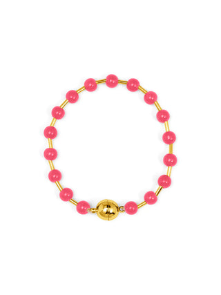 Pink Glass Bead Magnetic Bracelet
