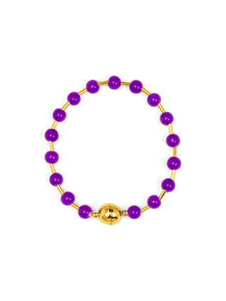Purple Glass Bead Magnetic Bracelet

