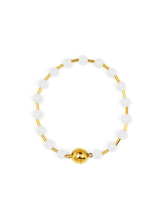 White Glass Bead Magnetic Bracelet
