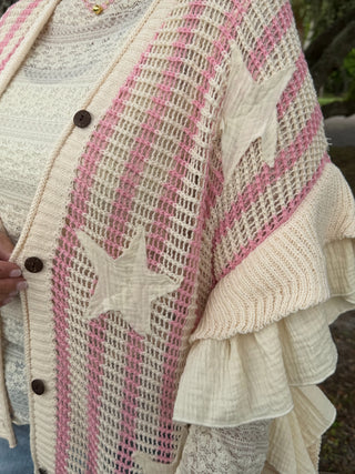 Alternate view of Old Glory Pink Stripe Sweater Top OVERSIZED
