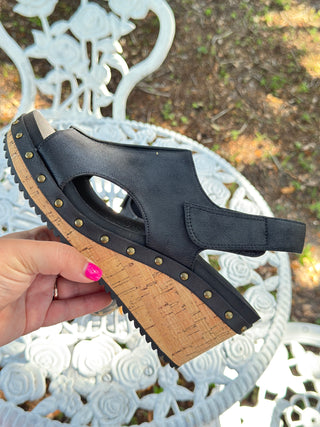 Alternate view of Corkys For Keeps Black Sandal Wedge
