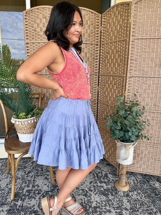 Alternate view of Boot Scootin Boogie Tiered Midi Skirt DUSTY BLUE
