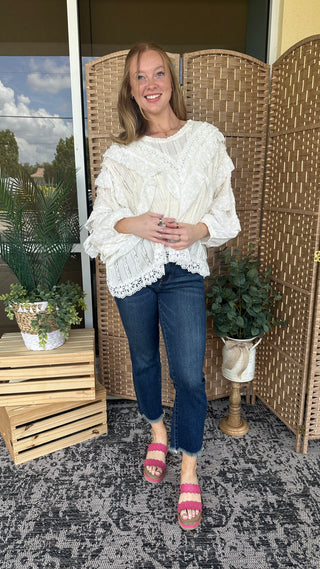 Alternate view of POL Cream Frills Southern Belle Top
