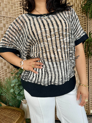 Alternate view of POL Passport Ready Black Ladderback Sweater Top
