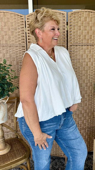 Alternate view of Uptown Girl White Bubble Hem Top
