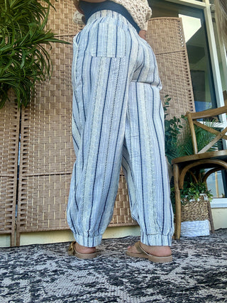 Alternate view of Easel Oatmeal Textured Linen Jogger Pants
