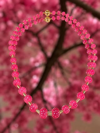 Alternate view of Pink Glass Bead Magnetic Necklace
