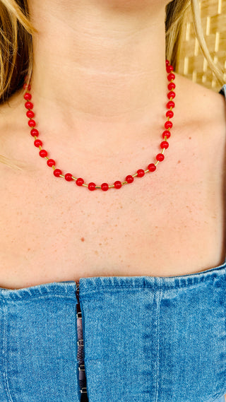 Alternate view of Red Glass Bead Magnetic Necklace

