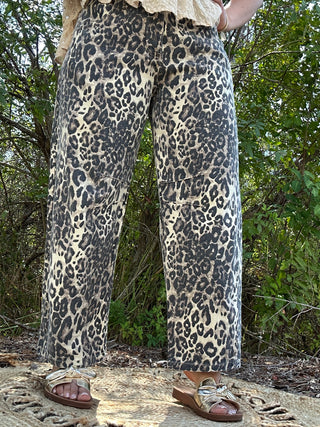 Leopard Denim Gypsy Fit Button Fly Pant
