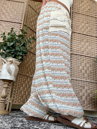 Alternate view of POL Aqua & Peach Spring Floral Pants
