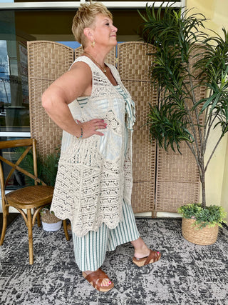 Alternate view of Pistachio Sage Stripe Strapless Jumpsuit
