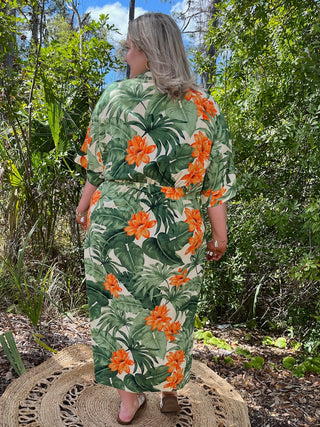 Alternate view of Oddi Tropical Dream Floral Belted Midi Dress
