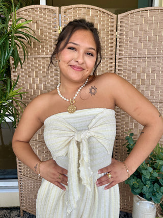 Alternate view of Lemon Meringue Stripe Strapless Jumpsuit
