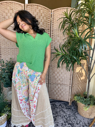 Alternate view of Kelly Green Dolman Sleeve Slub Sweater Top

