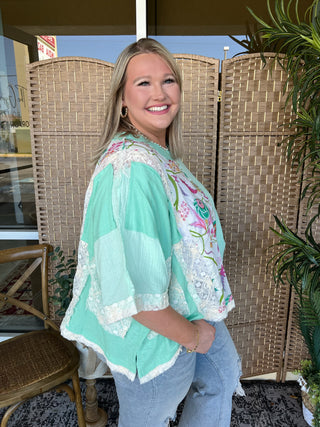 Alternate view of POL Mint Floral Oversized Top
