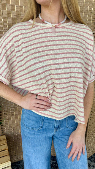 Out of Line Pink Striped Top OVERSIZED
