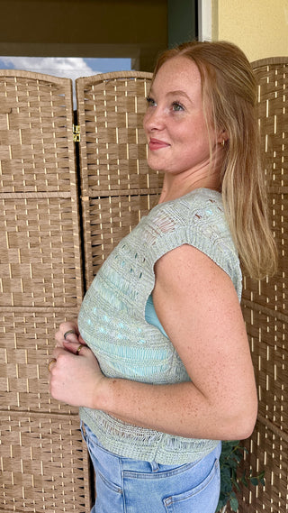 Alternate view of Cabana Pistachio Crochet Top
