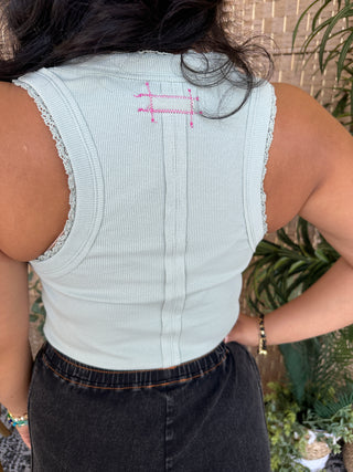 Beyond Basics Ribbed Knit Tank SAGE GREEN