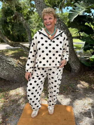 The Sweet Spot Ivory & Black Dot Pant Set
