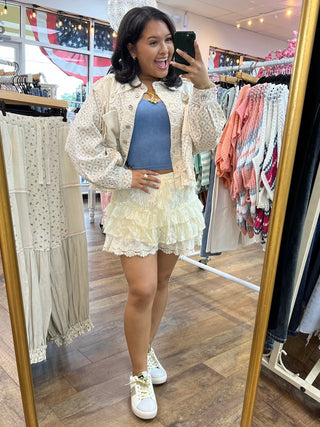 Alternate view of POL Ivory Feminine & Free Floral Jacket
